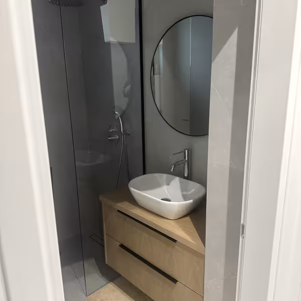 Ξύλινος Νιπτήρας Μπάνιου με Συρτάρια (Ανοιχτόχρωμο Ξύλο) ∣ Minimal Custom, Έπιπλα μπάνιου, Ξύλινος νιπτήρας, Συρτάρια μπάνιου, Ανοιχτόχρωμο ξύλο, Minimal, Custom έπιπλο